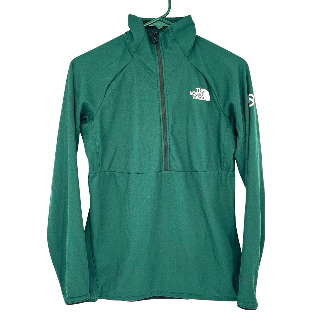 The North Face Summit Series Women's M Green 1/4 Zip Pullover Grid Fleece Hiking